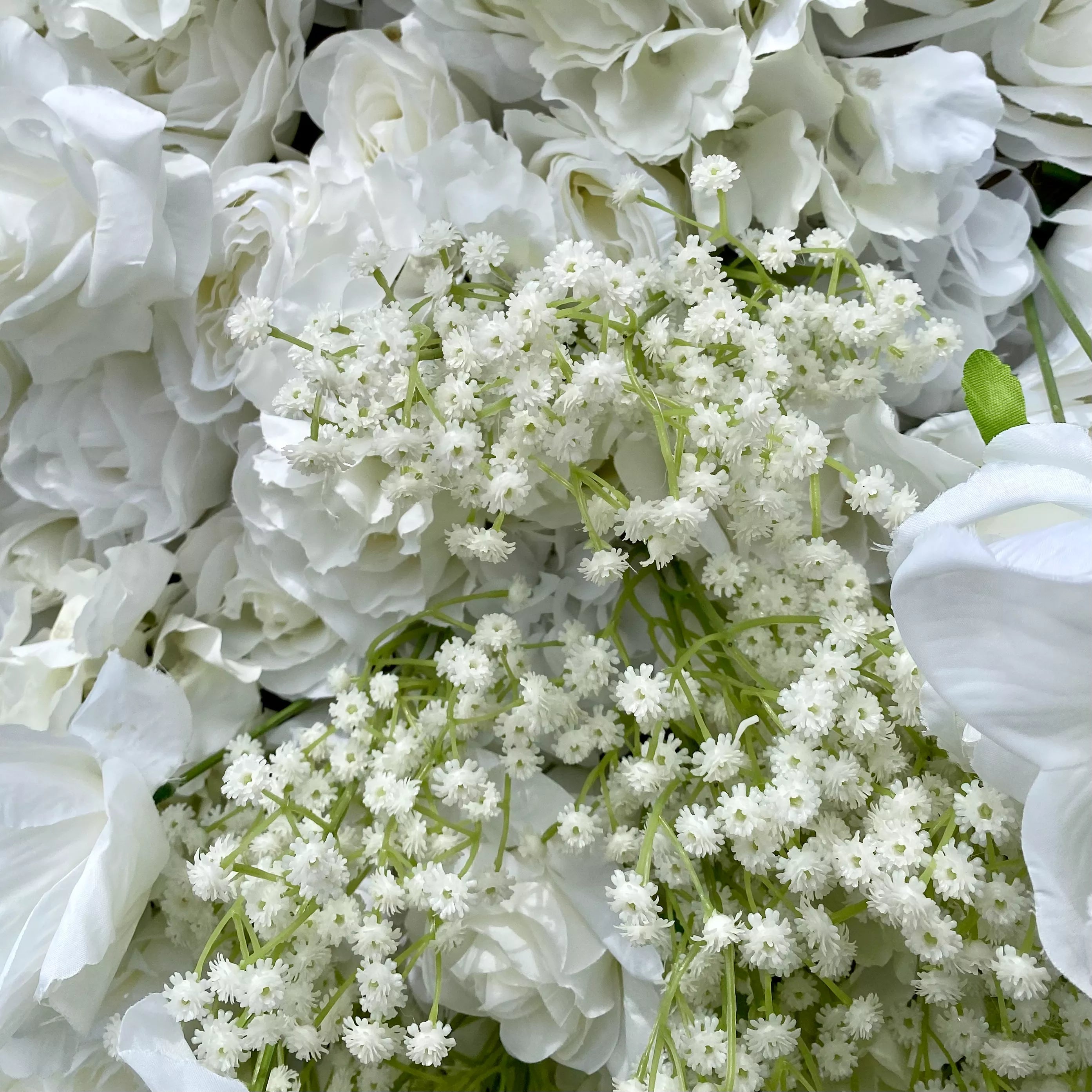 Elegant White & Green Flower Wall Backdrop - Wall - Bridal - Wedding Venues VF-340-2