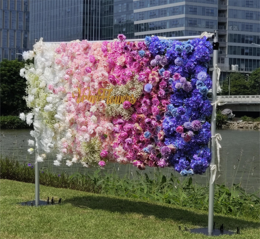 ValarFlowers Green White Pink Artificial Flower Wall Backdrop for Wedding & Event Decor VF-340
