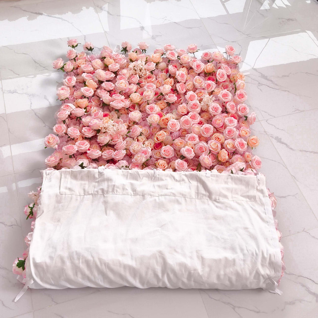 Valar Flowers Roll Up Artificial Lush Pink Floral Wall VF-501