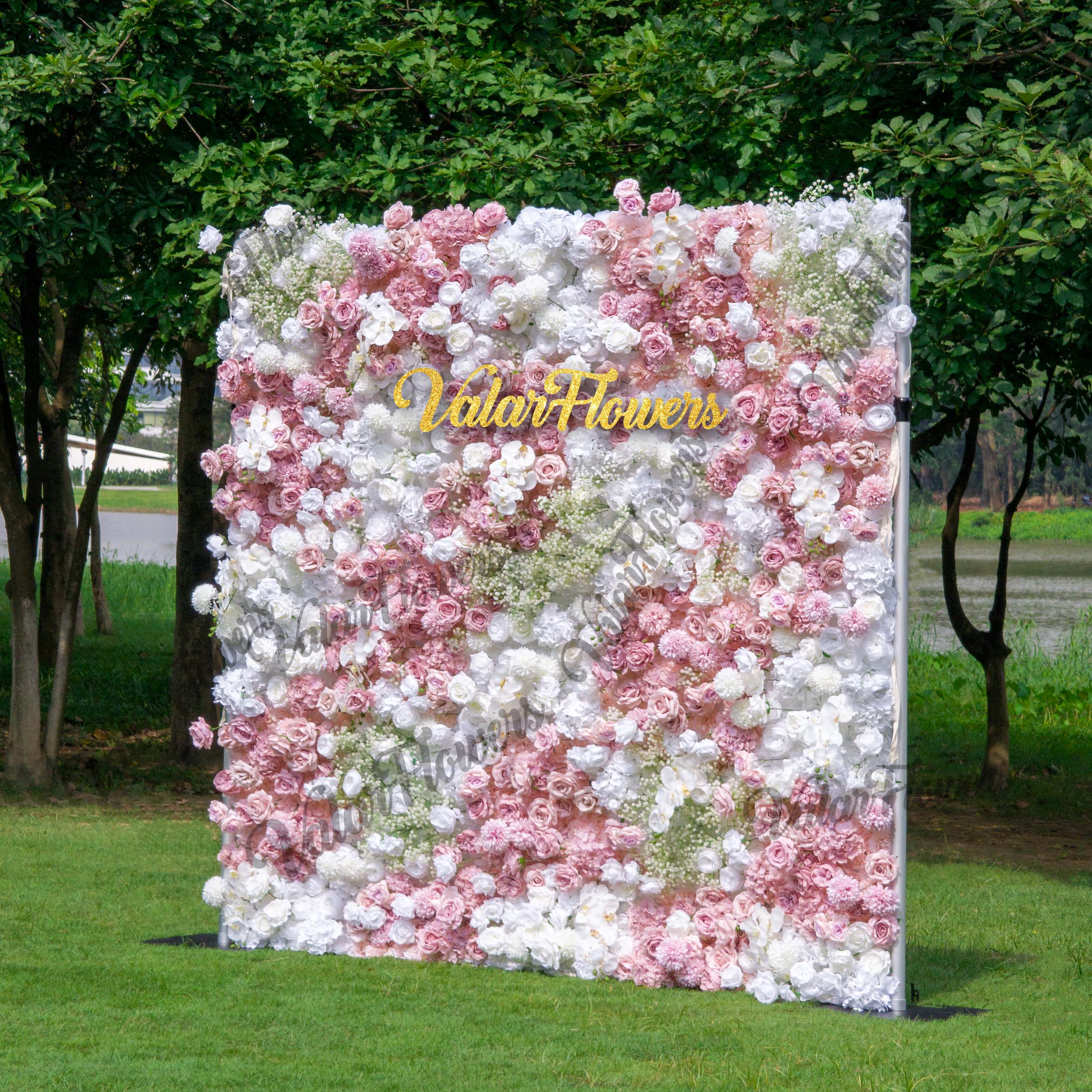 Romantic Floral Backdrop - Blush Nude and White Artificial Flower Wall for Weddings. Events. and Special Occasions-VF-418