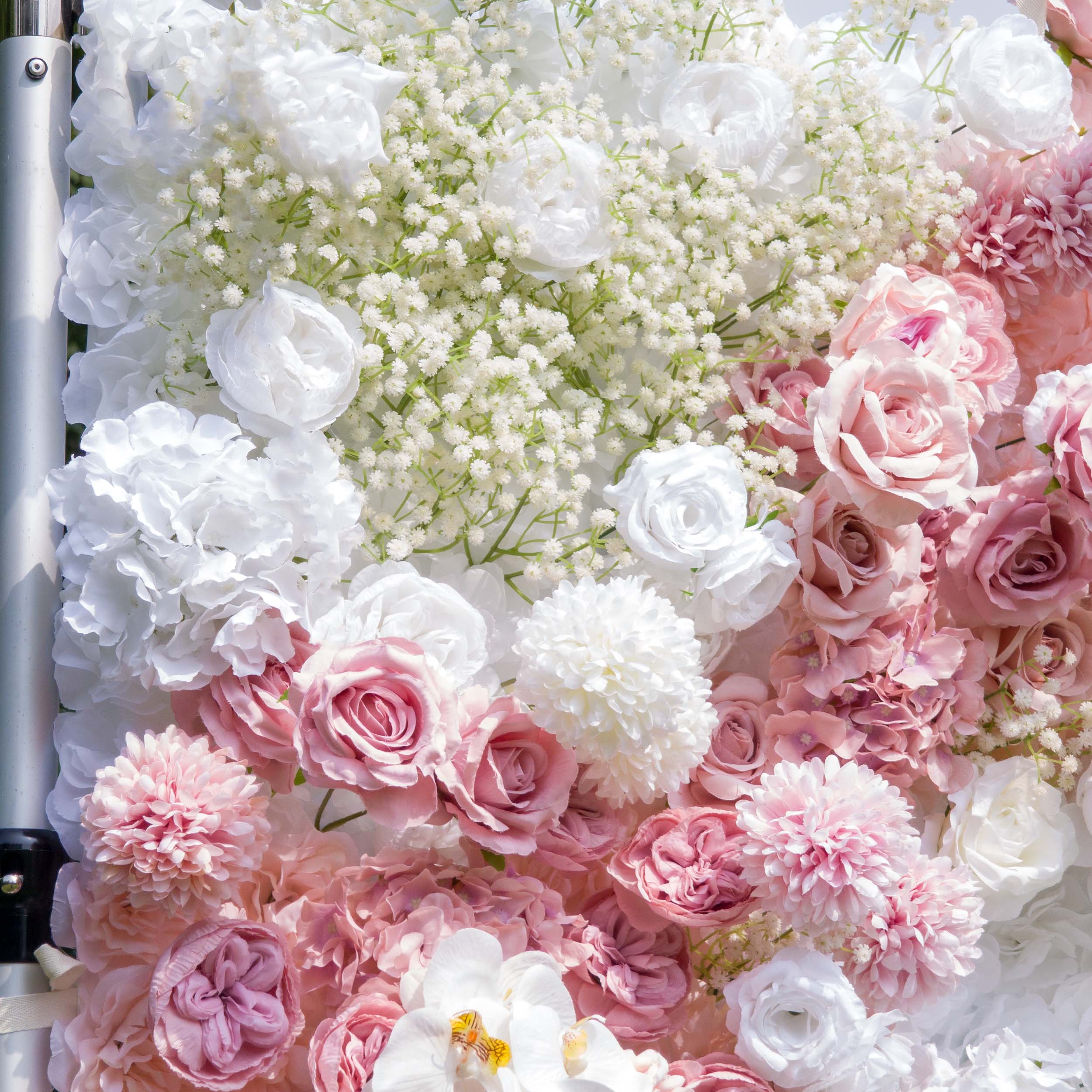 Romantic Floral Backdrop - Blush Nude and White Artificial Flower Wall for Weddings. Events. and Special Occasions-VF-418