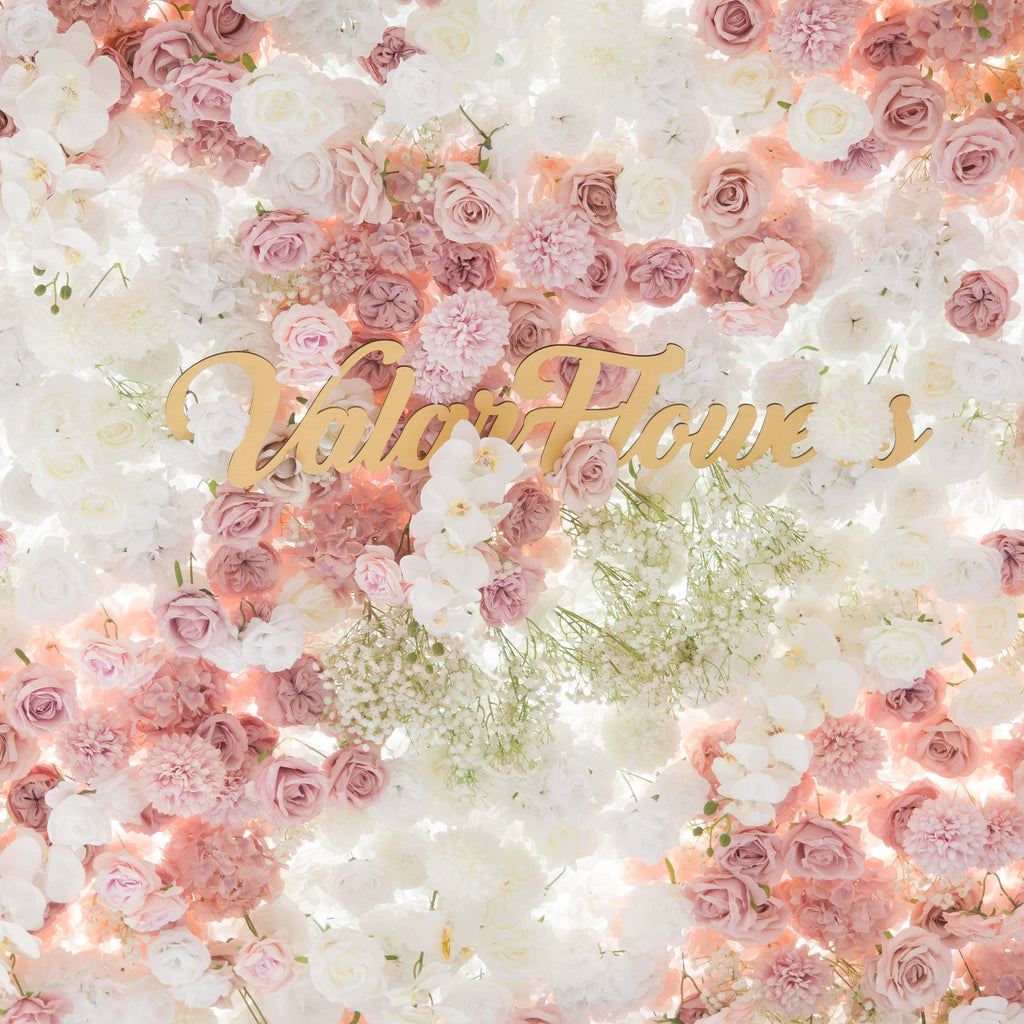 Romantic Floral Backdrop - Blush Nude and White Artificial Flower Wall for Weddings. Events. and Special Occasions-VF-418