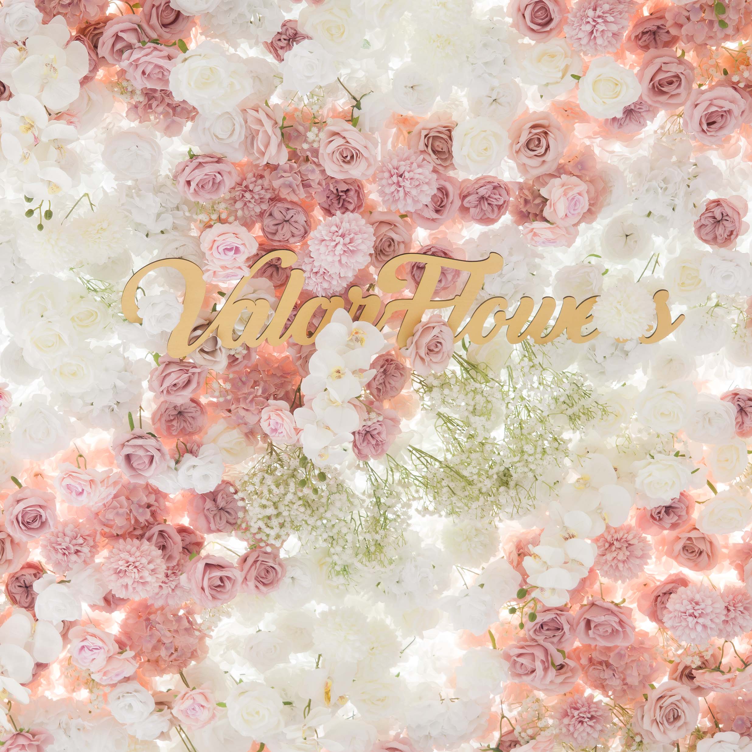 Romantic Floral Backdrop - Blush Nude and White Artificial Flower Wall for Weddings. Events. and Special Occasions-VF-418