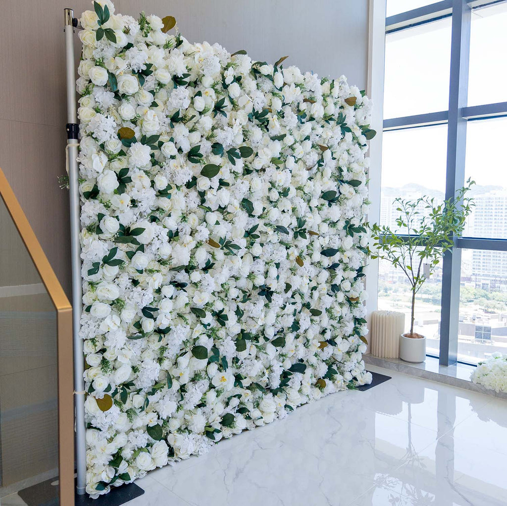ValarFlowers White Green Blue Artificial Flower Wall Backdrop for Wedding & Event Decor VF-309