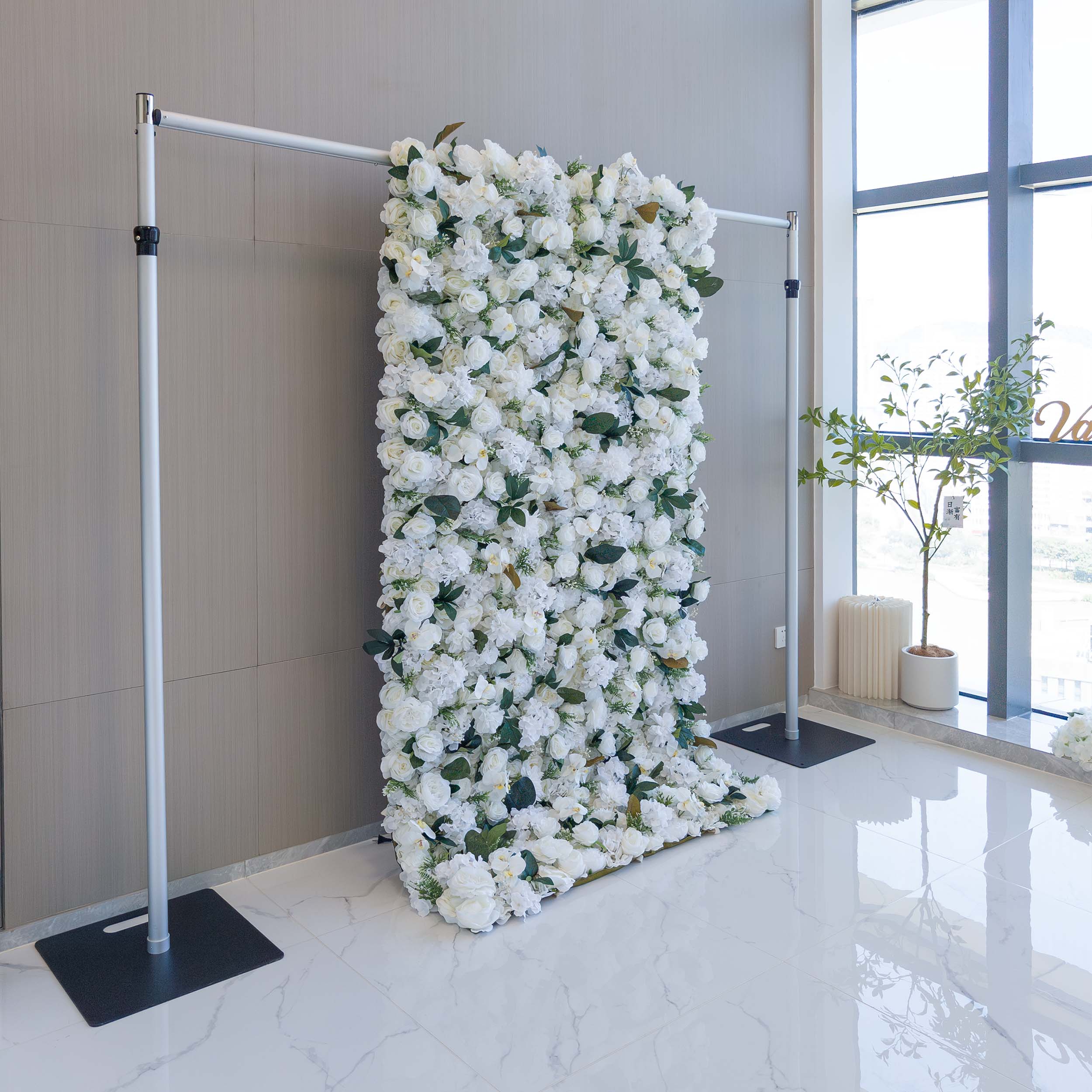 ValarFlowers White Green Blue Artificial Flower Wall Backdrop for Wedding & Event Decor VF-309