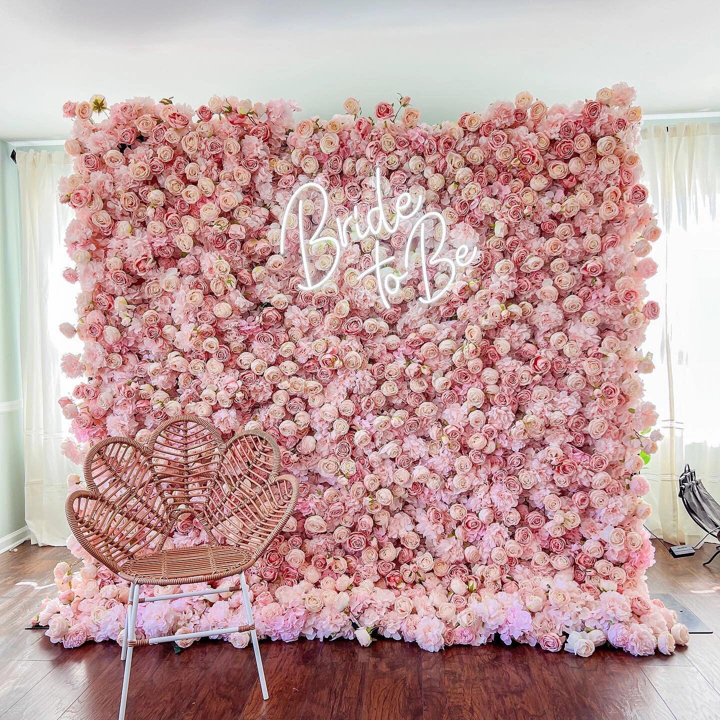 Valar Flowers Roll Up Artificial Lush Pink Floral Wall VF-501