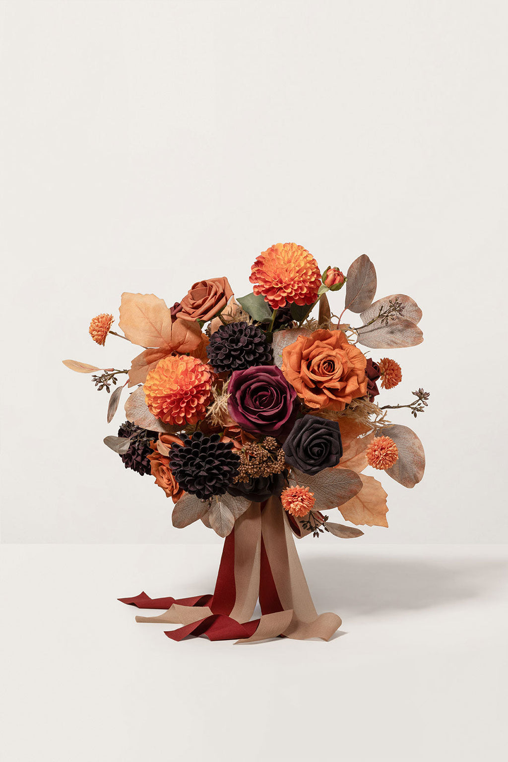 Small Free-Form Bridal Bouquet in Burgundy & Burnt Orange