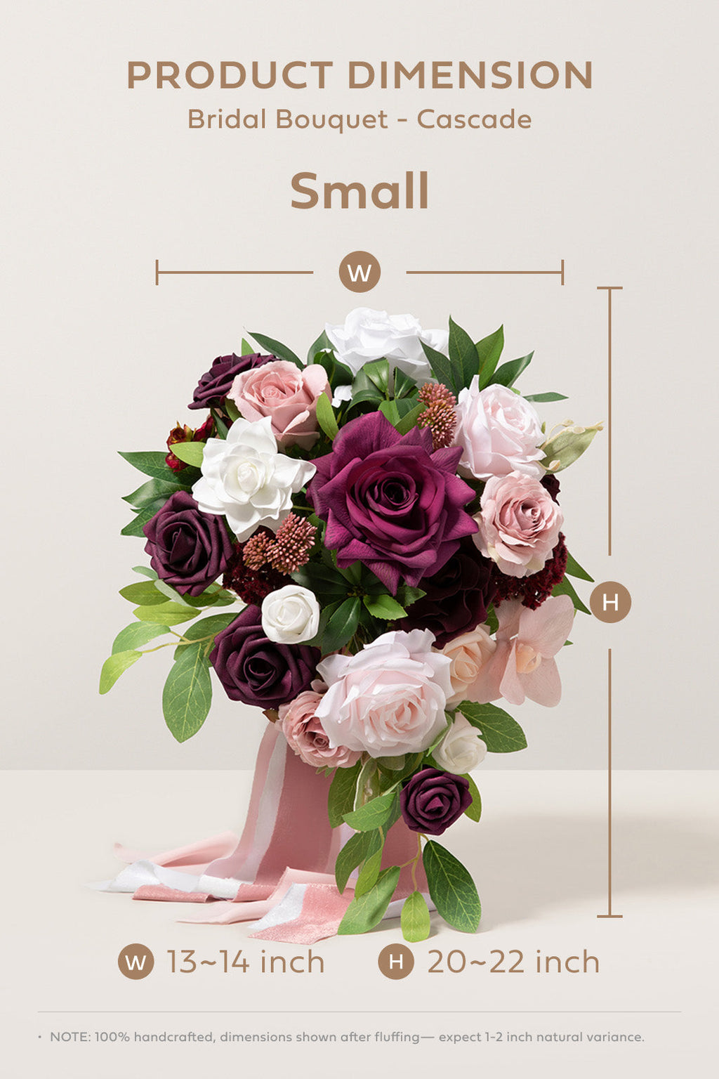 Small Cascade Bridal Bouquet in Romantic Marsala