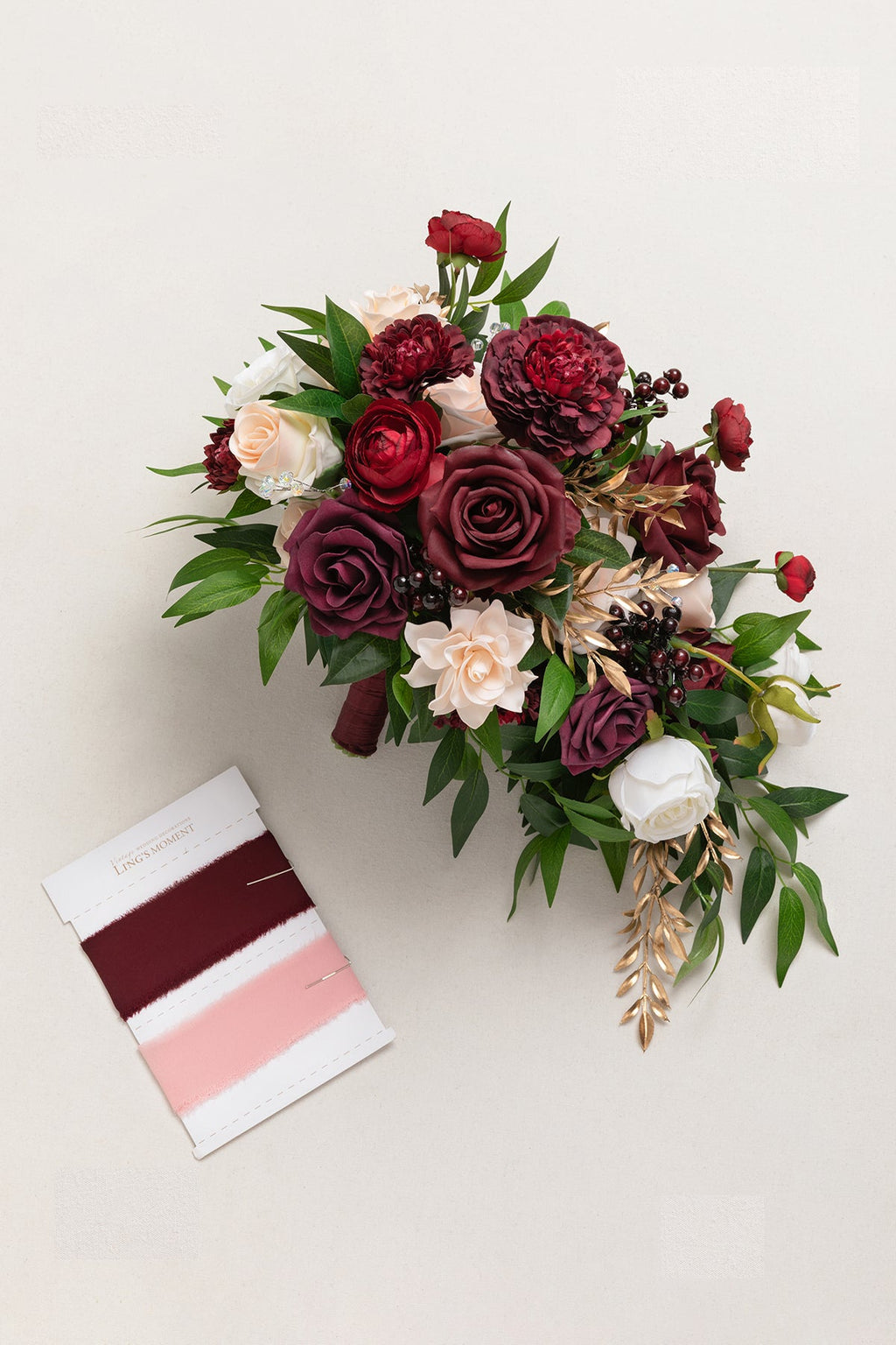 Small Cascade Bridal Bouquet in Romantic Marsala