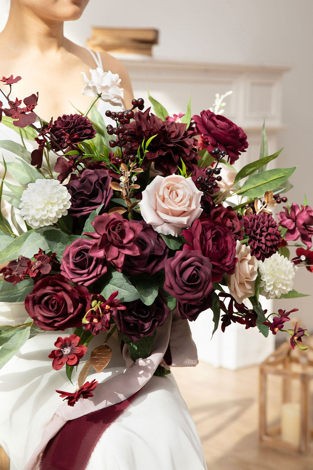 Large Free-Form Bridal Bouquet in Romantic Marsala