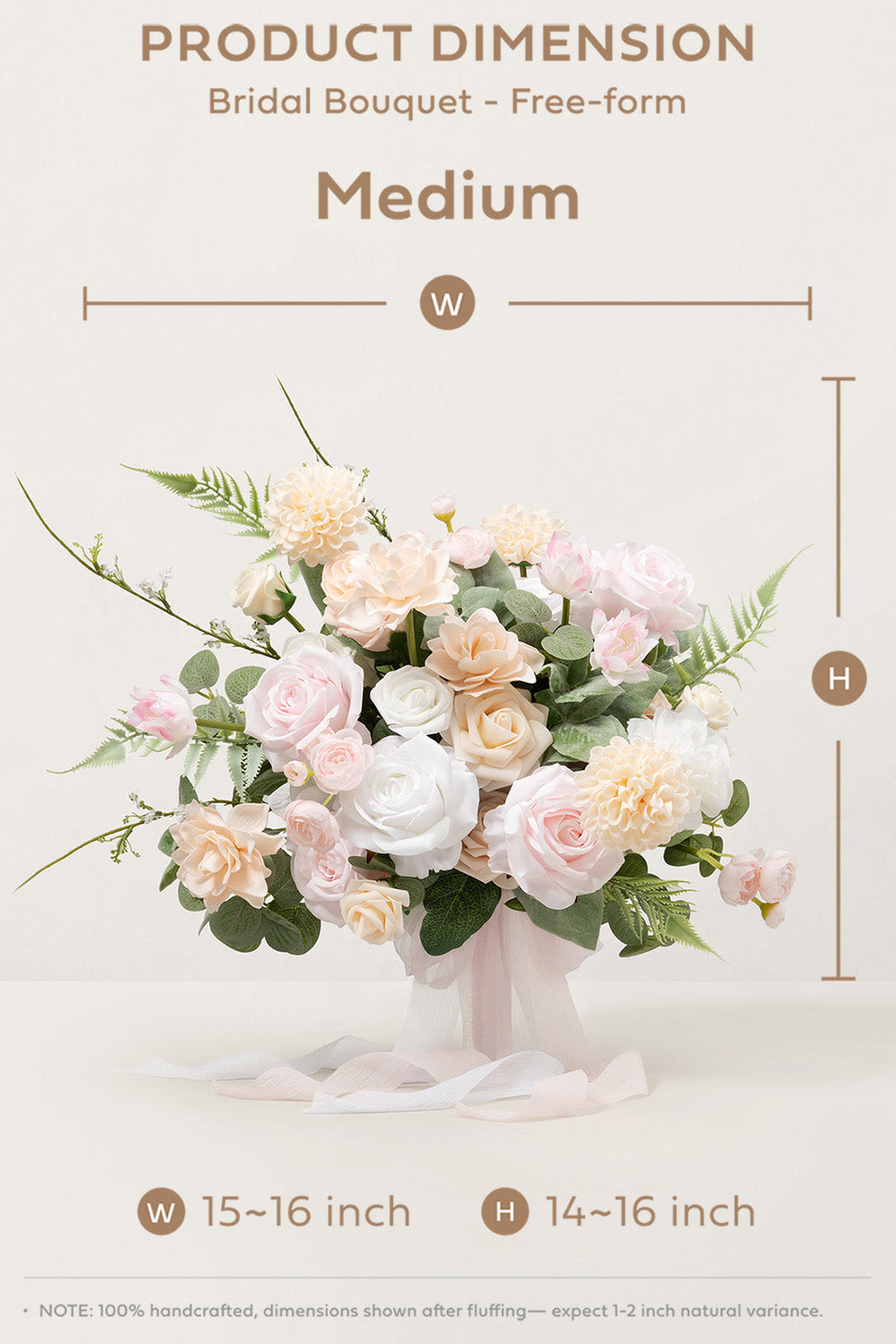 Medium Free-Form Bridal Bouquet in Cream & Blush