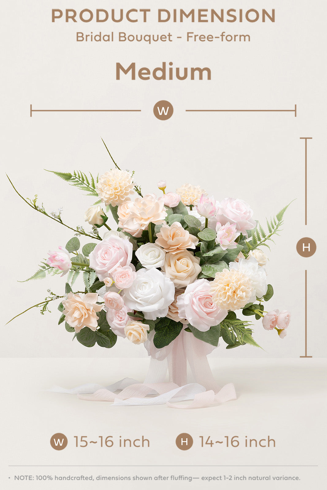 Medium Free-Form Bridal Bouquet in Cream & Blush