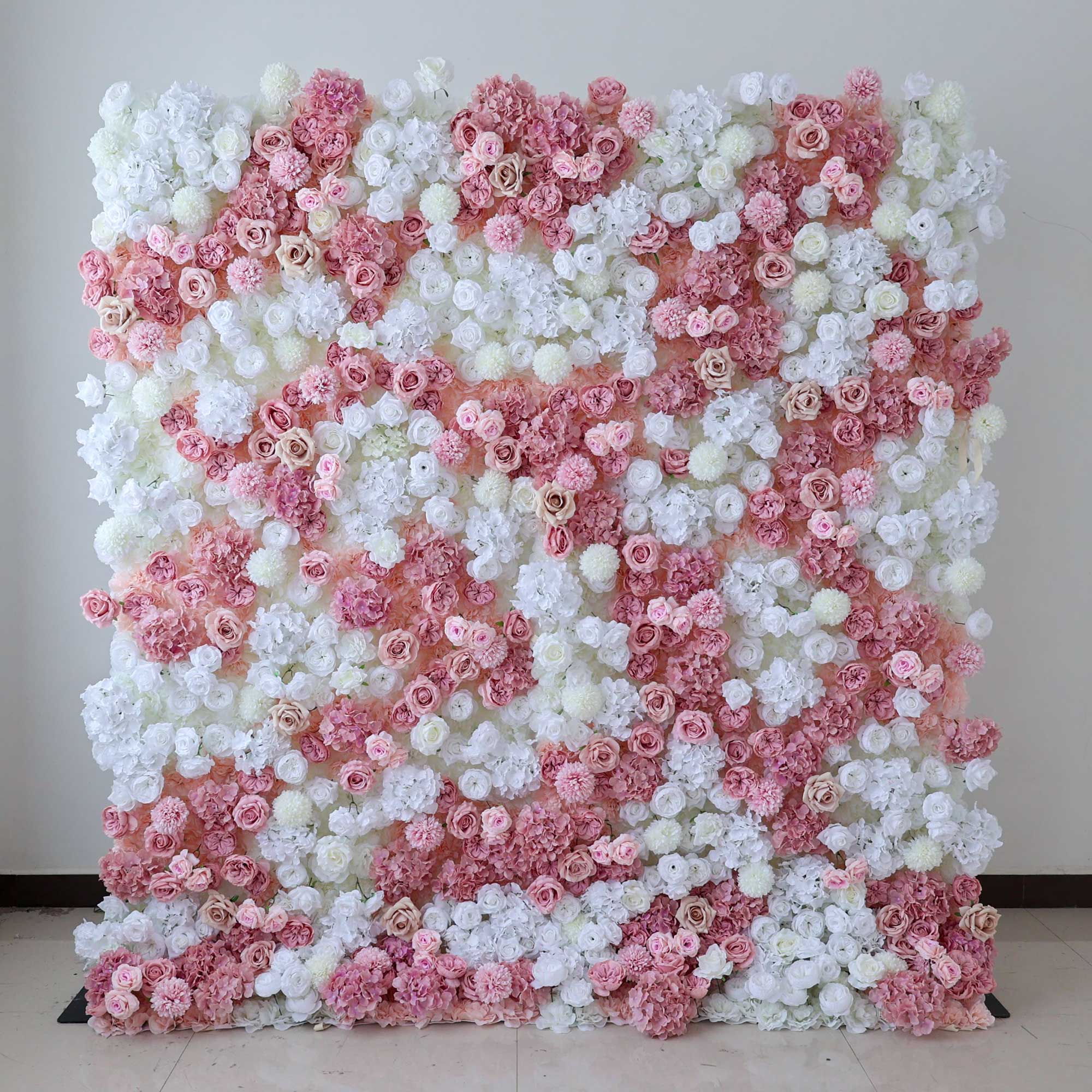 Romantic Floral Backdrop - Blush Nude and White Artificial Flower Wall for Weddings. Events. and Special Occasions-VF-418-2