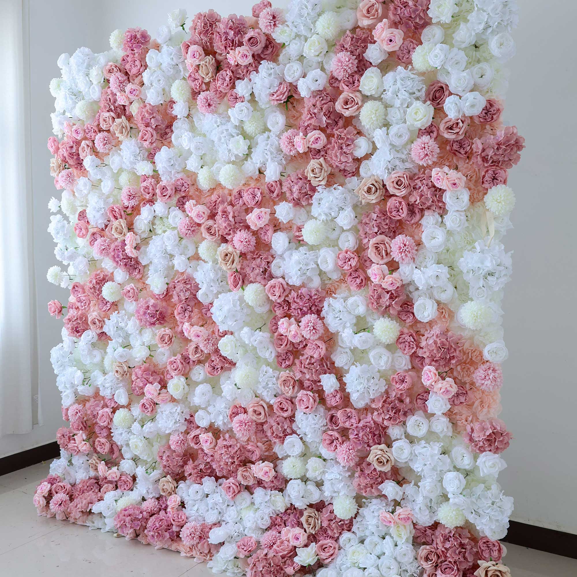 Romantic Floral Backdrop - Blush Nude and White Artificial Flower Wall for Weddings. Events. and Special Occasions-VF-418-2