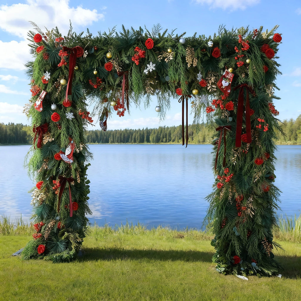 ValarFlowers Christmas Themed Floral Arch: A Festive. Enchanting Masterpiece for Holiday Celebrations-VF-491-1