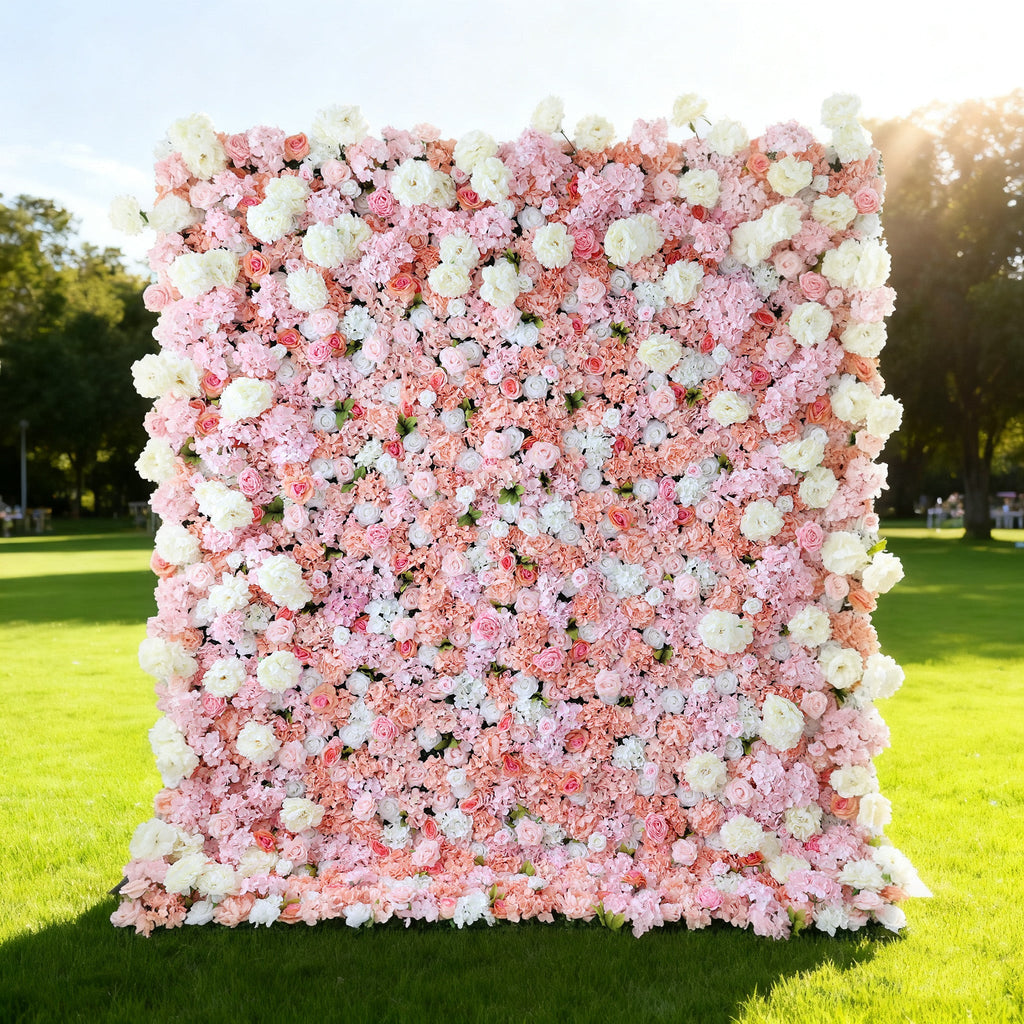 ValarFlowers Blush & Coral Floral Extravaganza Wall: A Romantic. Dreamy Masterpiece for Enchanting Celebrations-VF-544