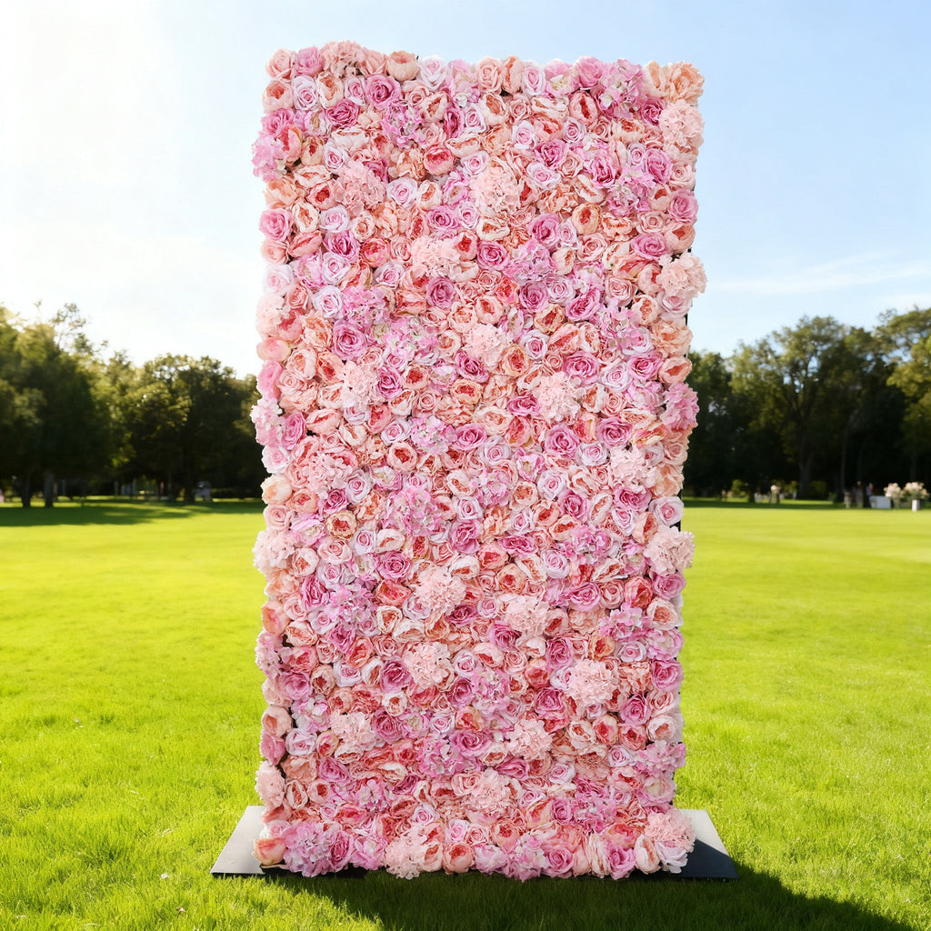 ValarFlowers Blush & Peach Floral Extravaganza Wall: A Romantic. Dreamy Masterpiece for Enchanting Celebrations-VF-548