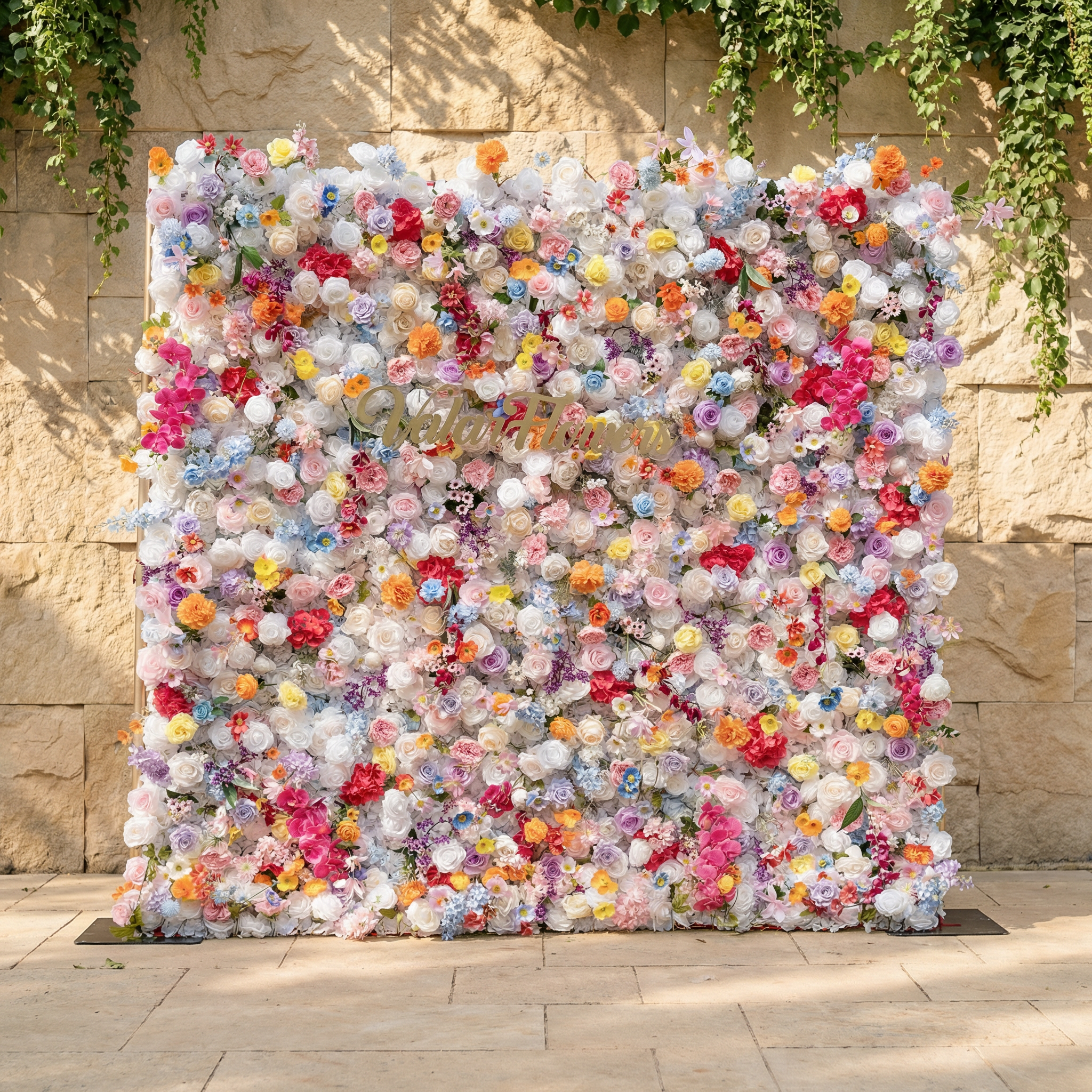 ValarFlowers Vibrant and Lush Multicolored Artificial Flower Wall VF-811-2