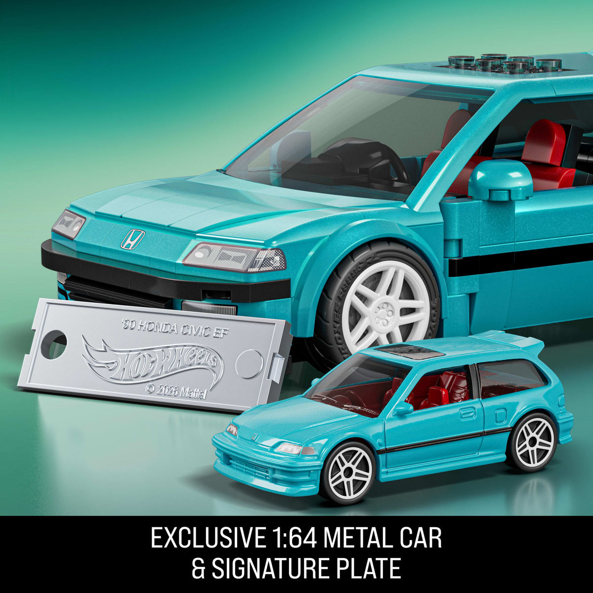 Mattel Brick Shop Hot Wheels Custom ’90 Honda Civic Ef Building Toy Kit (248 Pieces), For Collectors