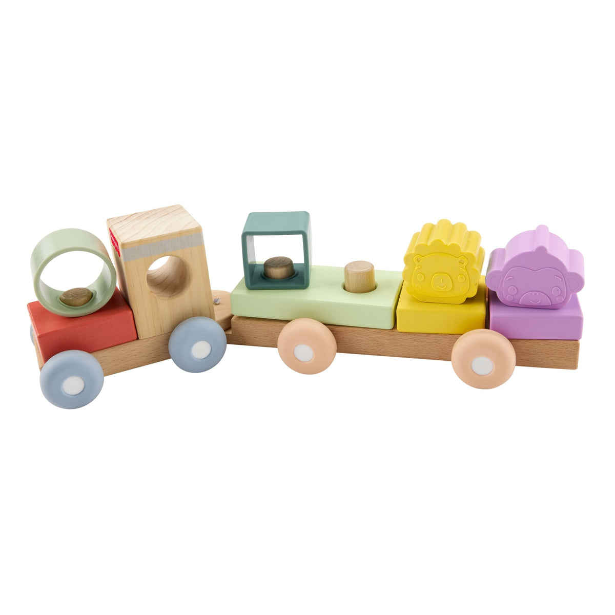 Fisher-Price Wood And Silicone Stacking Train, 9-Piece Baby & Toddler Activity Toy