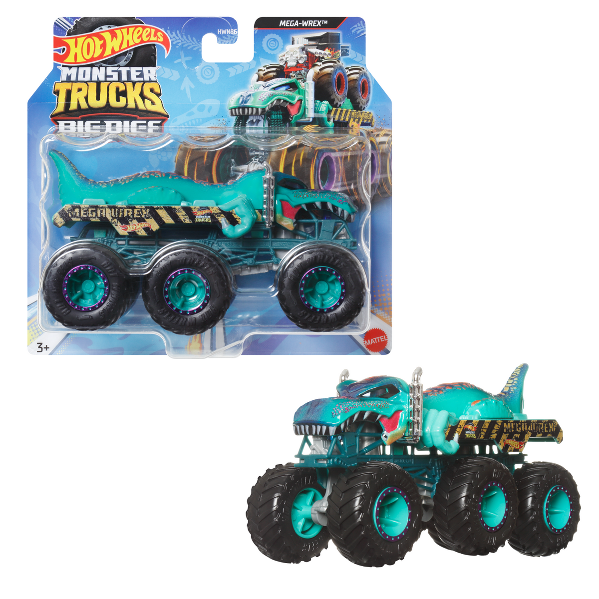 Hot Wheels Monster Trucks Big Rigs, 1:64 Scale Die-Cast Toy Truck With 6 Wheels