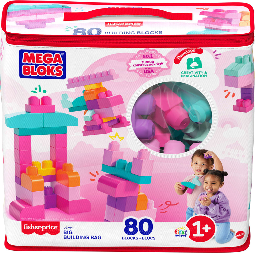 MEGA BLOKS First Builders Big Building Bag Toy Blocks With Storage Bag (80 Pieces) For Toddler