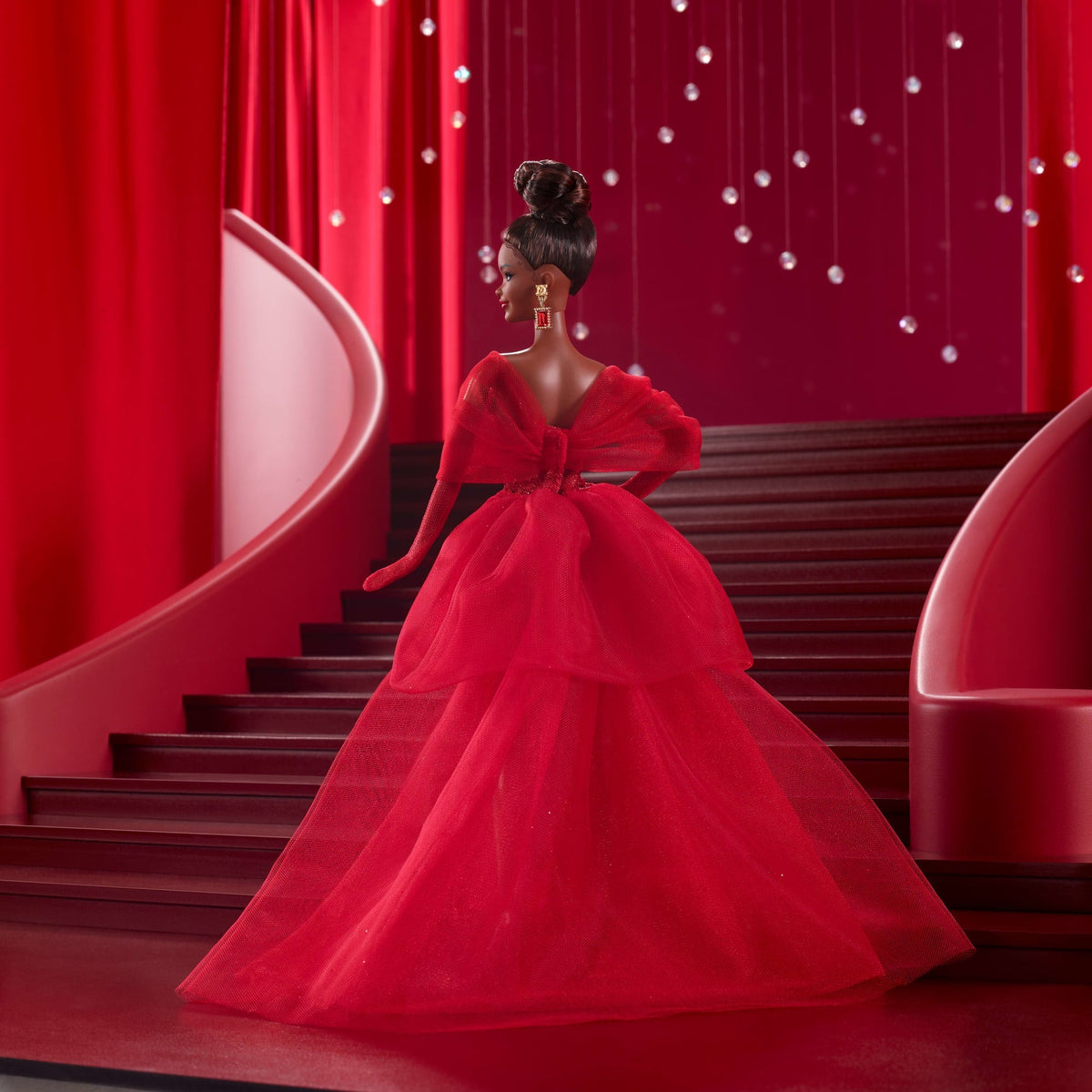 Barbie Signature Collectible Doll For Mattel 80th Anniversary, Glittery Red Tulle Gown, Brunette