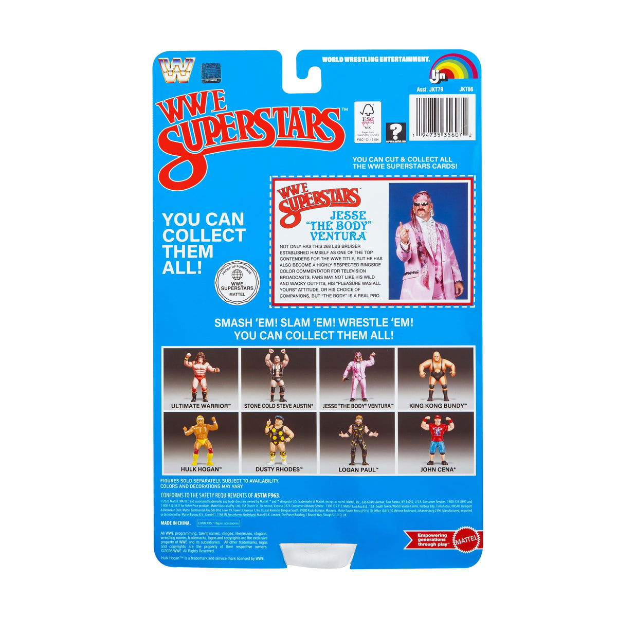 Ljn WWE Superstars Jesse “The Body” Ventura Action Figure, 1980s Retro 8-inch Collectible Toy