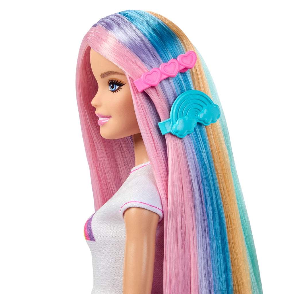 Barbie Rainbow Sparkle Hair Fashion Doll With Extra-Long Hair And 12 Styling Accessories
