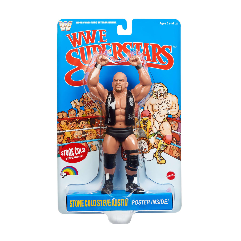 Ljn WWE Superstars “Stone Cold” Steve Austin Action Figure, 1980s Retro 8-Inch Collectible Toy