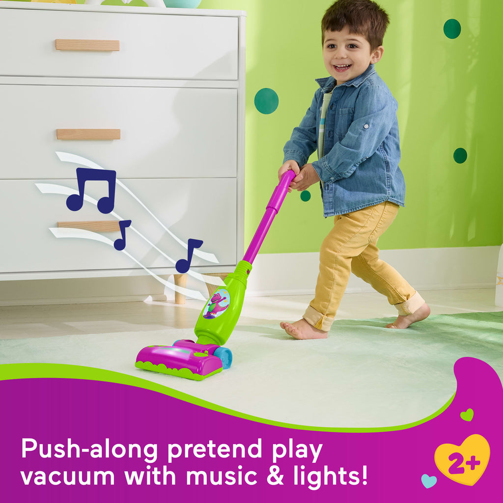 Fisher-Price Barney's World Clean Up Vacuum Electronic Toddler Toy With Lights, Music & Games