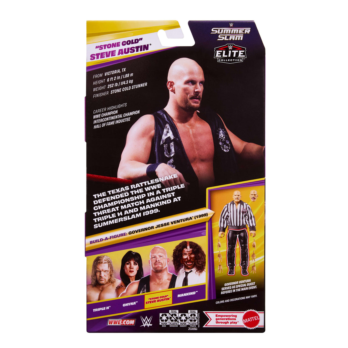 WWE Elite Collection Premium Live EVent Stone Cold Steve Austin Action Figure Set, Summerslam Series