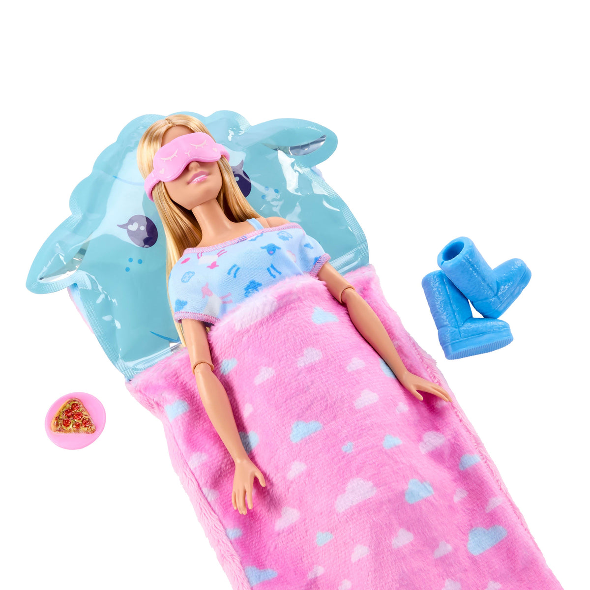 Barbie Party Unboxed Sleepover Reveal Series Blue Pajama Doll & Accessories With 7 Surprises