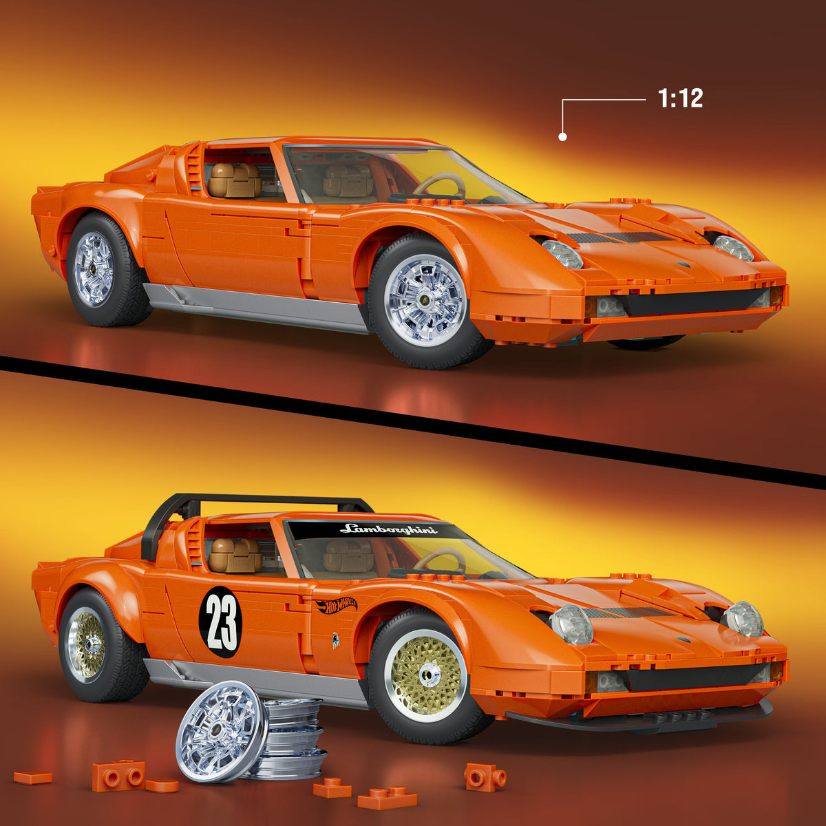 Mattel Brick Shop Hot Wheels Juguete de Construcción Premium Lamborghini Miura P400 SV