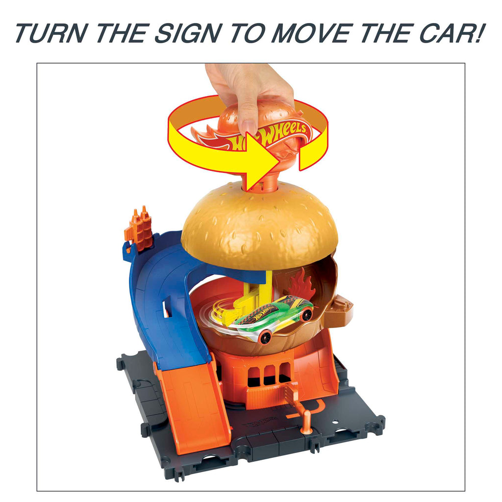 Hot Wheels City Burger Drive-Thru Playset, With 1 Toy Car