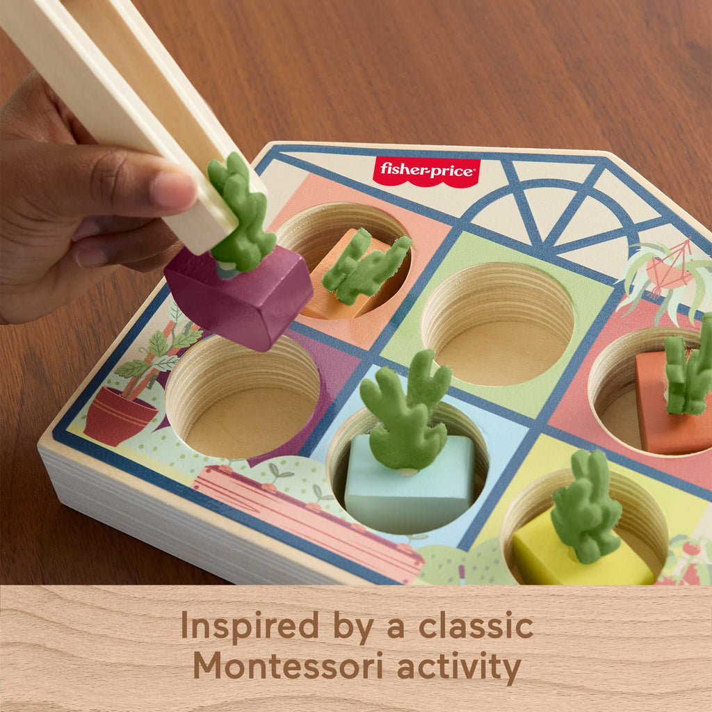 Fisher-Price Tiny Garden Wooden Sorting Greenhouse Activity Toy For Preschool Kids