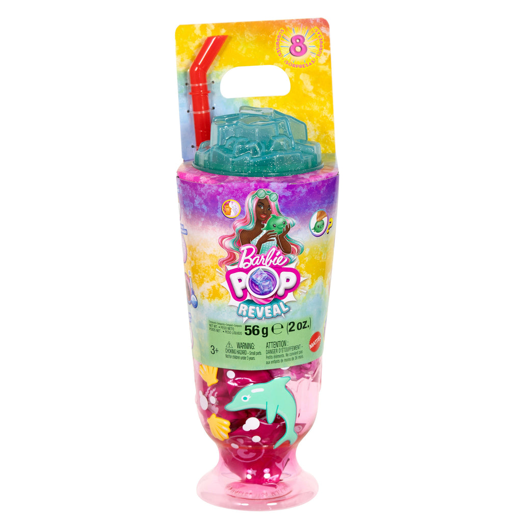 Barbie Pop Reveal Doll & Accessories, Sea Slushy Series Fashion Doll, Pet, Slime & Color Change
