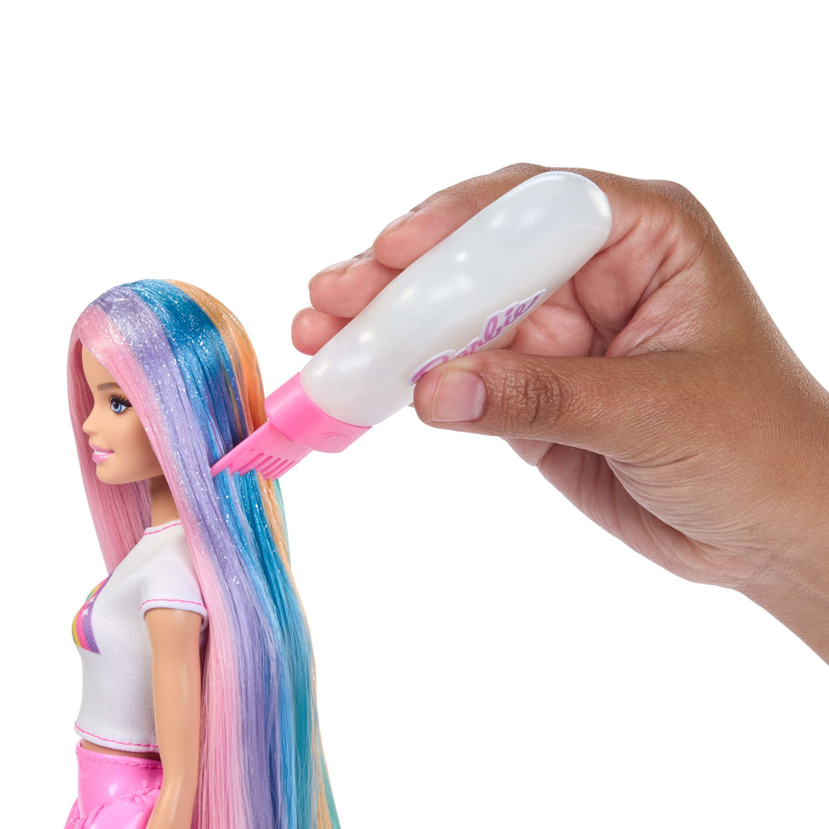 Barbie Rainbow Sparkle Hair Fashion Doll With Extra-Long Hair And 12 Styling Accessories