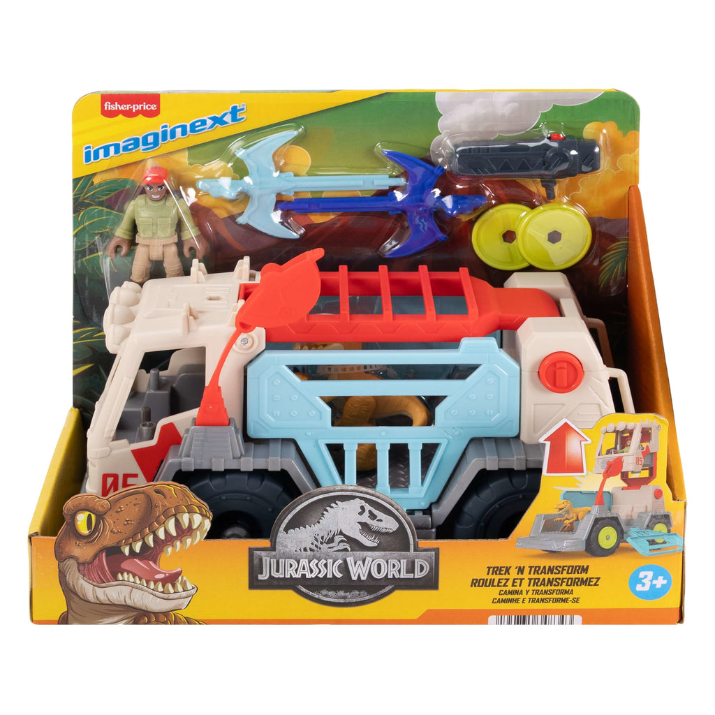 Imaginext Jurassic World Trek ‘n Transform Toy Vehicle Play Set With Dinosaur, Figure & Projectile