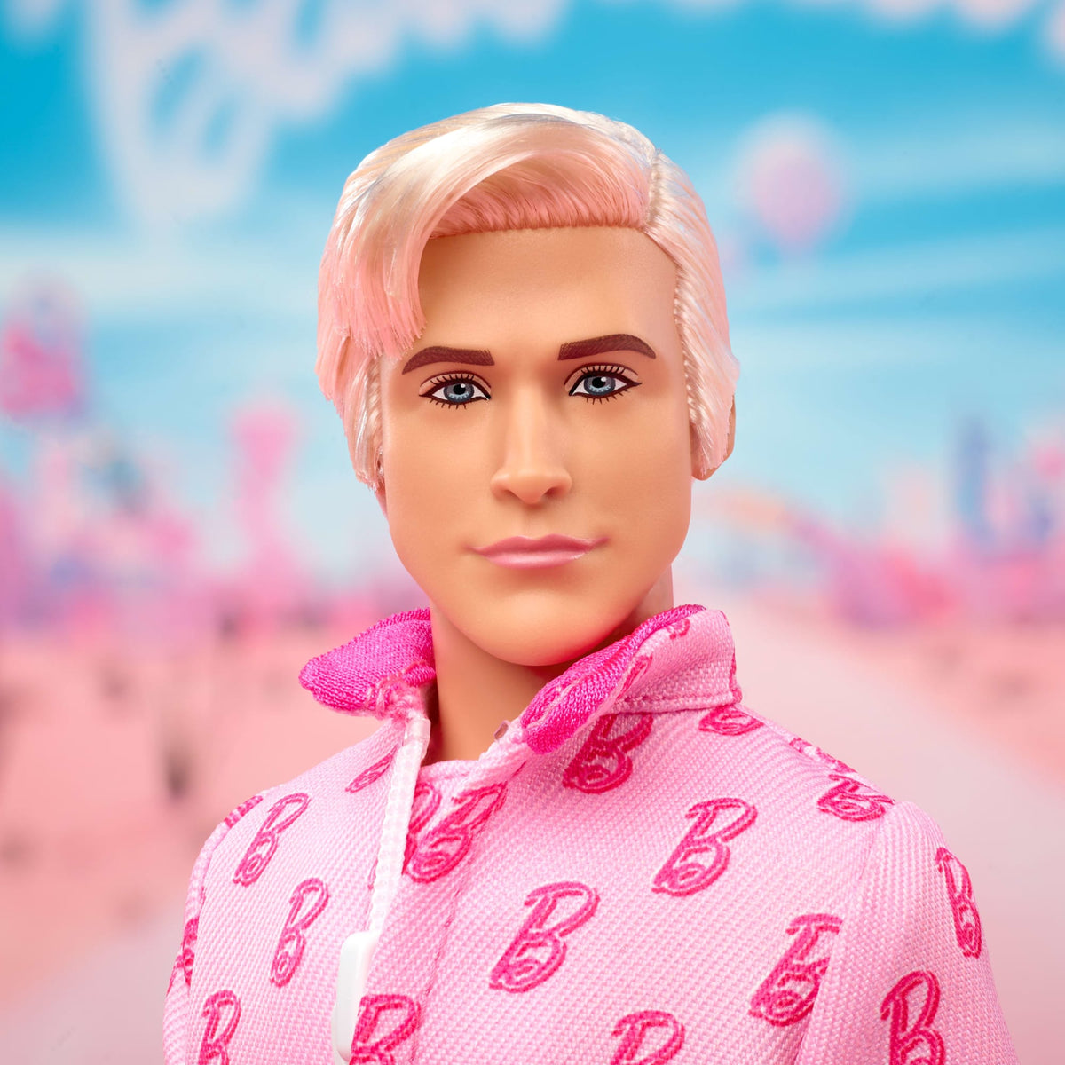 Barbie The Movie Ken Collectible Doll, Ryan Gosling As Ken Wearing Pink Jumpsuit With “B” Detail