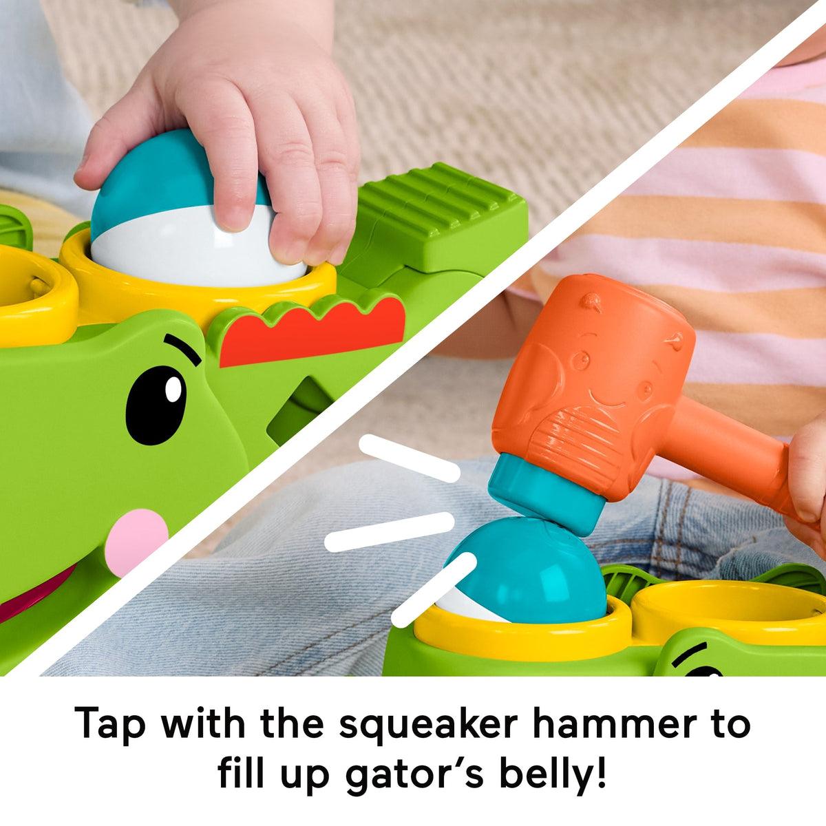 Fisher-Price Sit & Tap Rolligator, Pounding Activity Toy For Baby Crawling Play, 3 Balls & Hammer