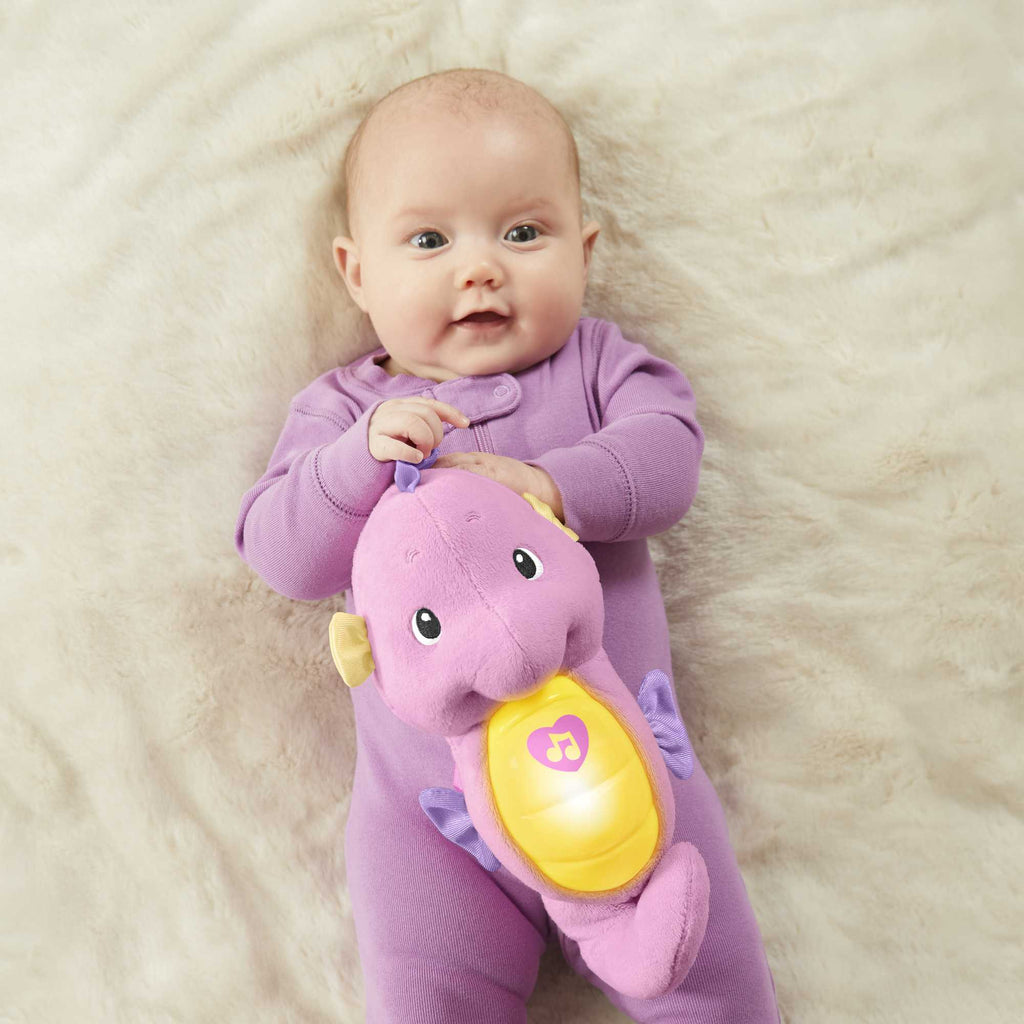 Fisher-Price Soothe & Glow Seahorse, Musical Plush Toy & Sound Machine For Baby With Lights, Pink