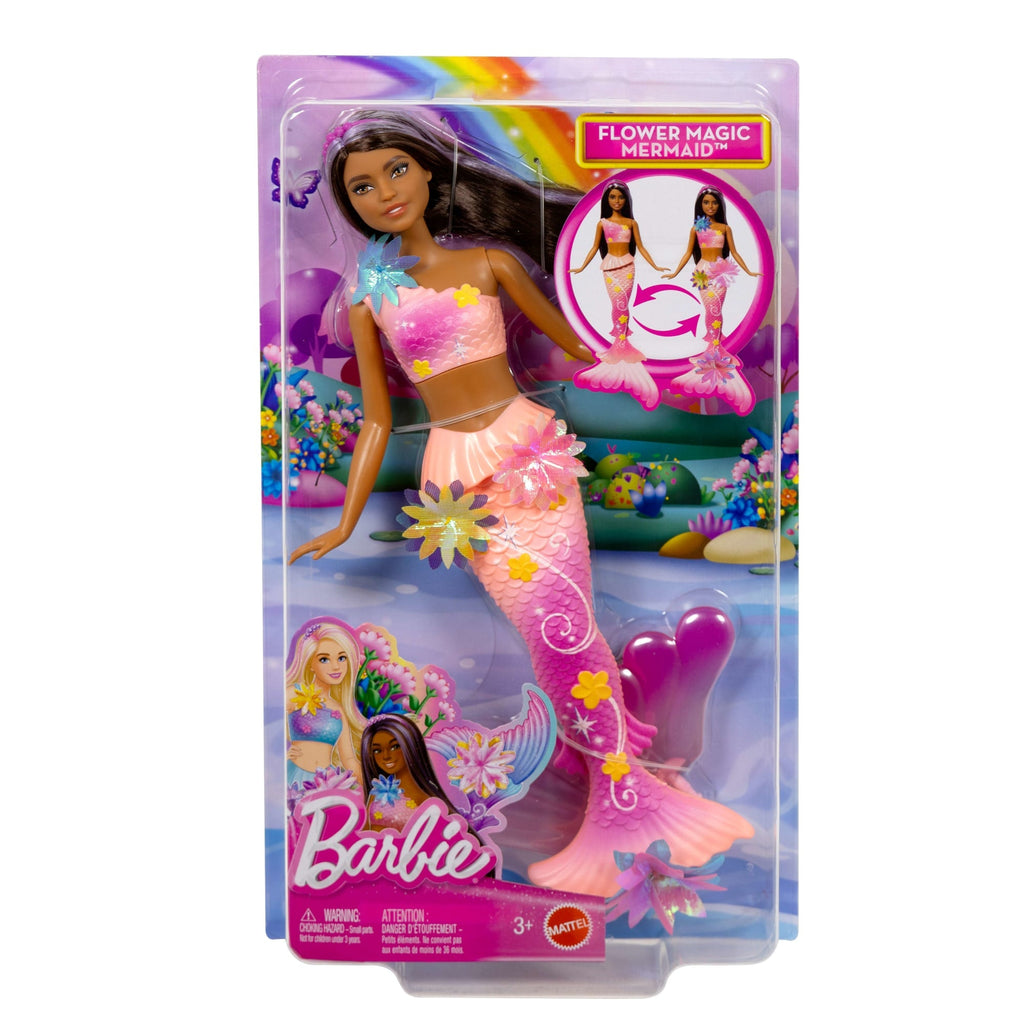 Barbie Flower Magic Mermaid Toy Doll With Surprise Blooming Flowers Feature & Pearl Headband Accessory