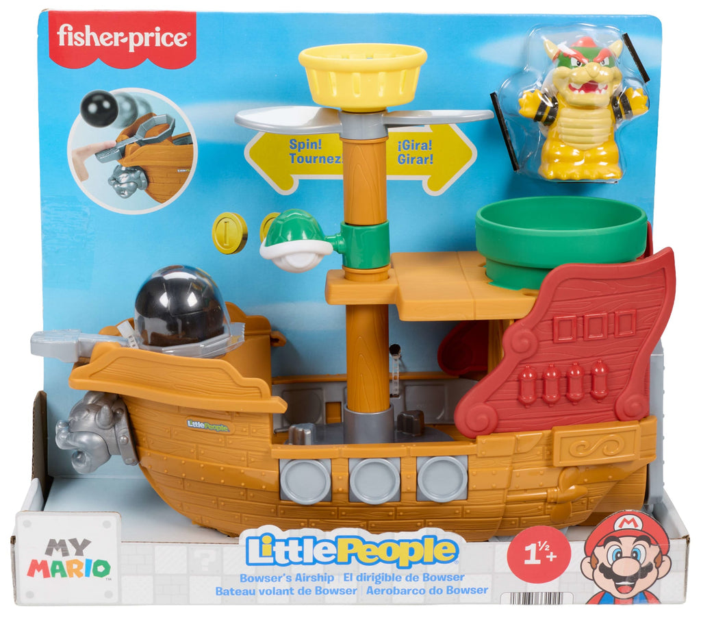 Fisher-Price Little People My Mario Bowser's Airship & Figure Set Toddler Toy