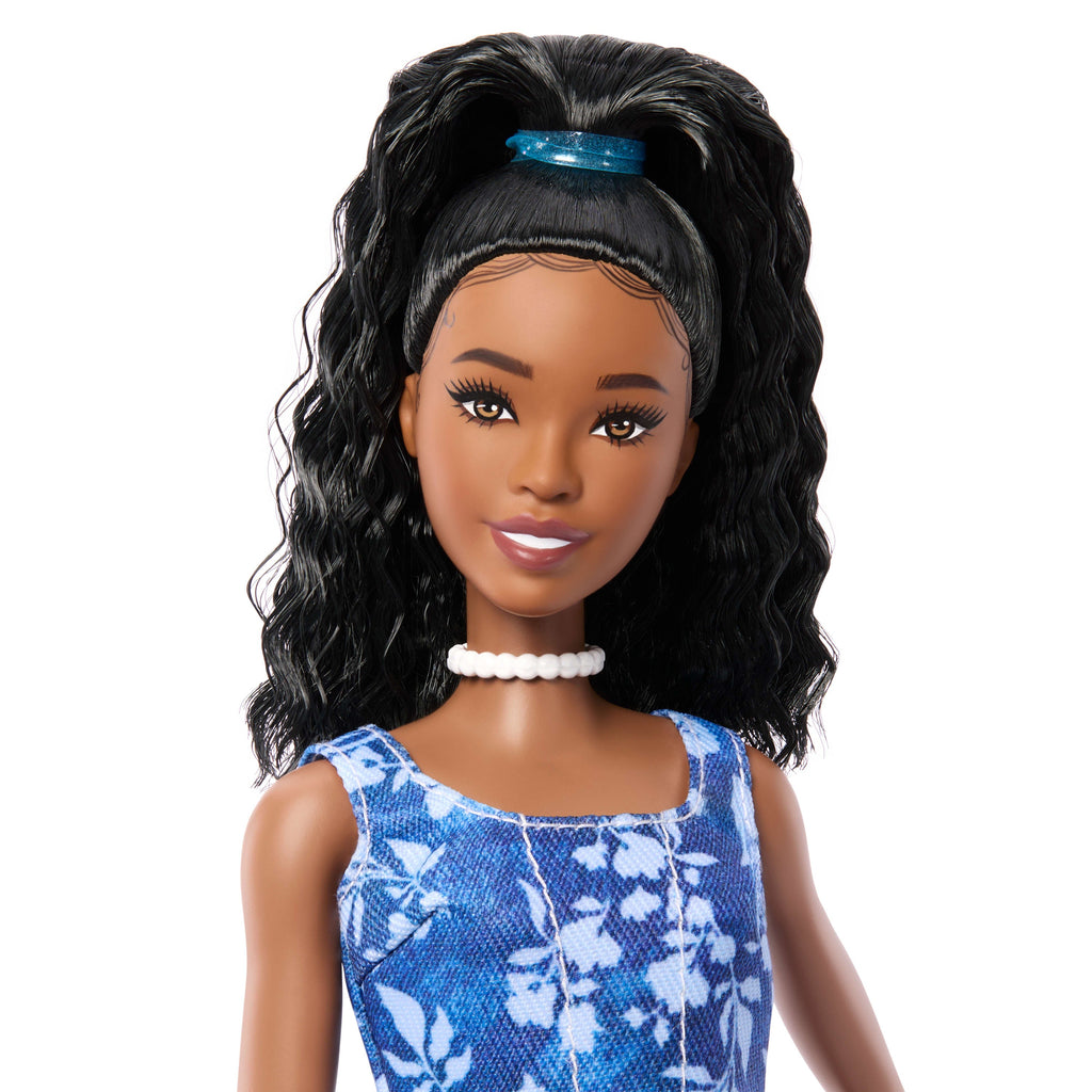Barbie Fashionistas Style Doll #248 in Blue Floral Shorts, Blue Floral Top, Black Hair
