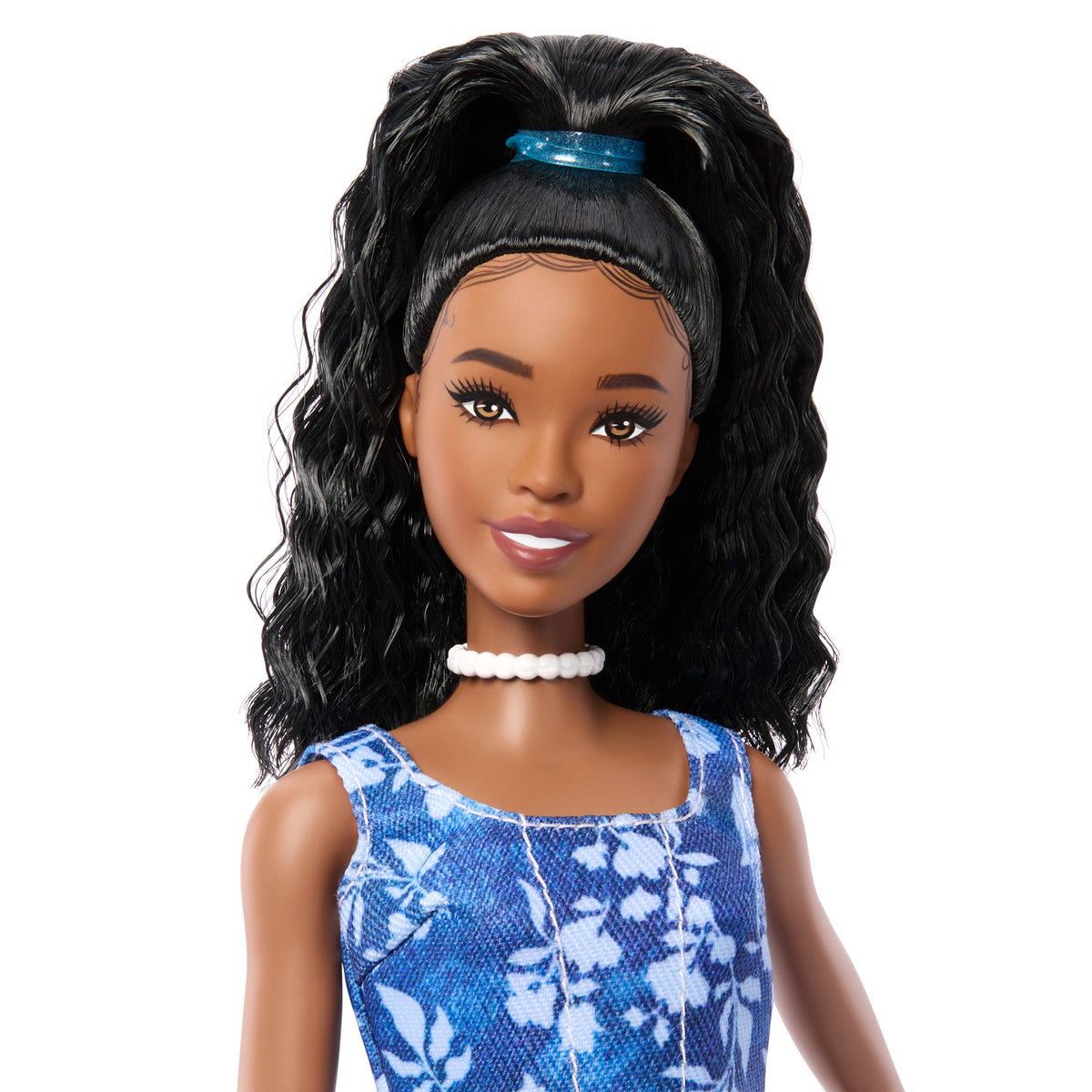 Barbie Fashionistas Style Doll #248 in Blue Floral Shorts, Blue Floral Top, Black Hair