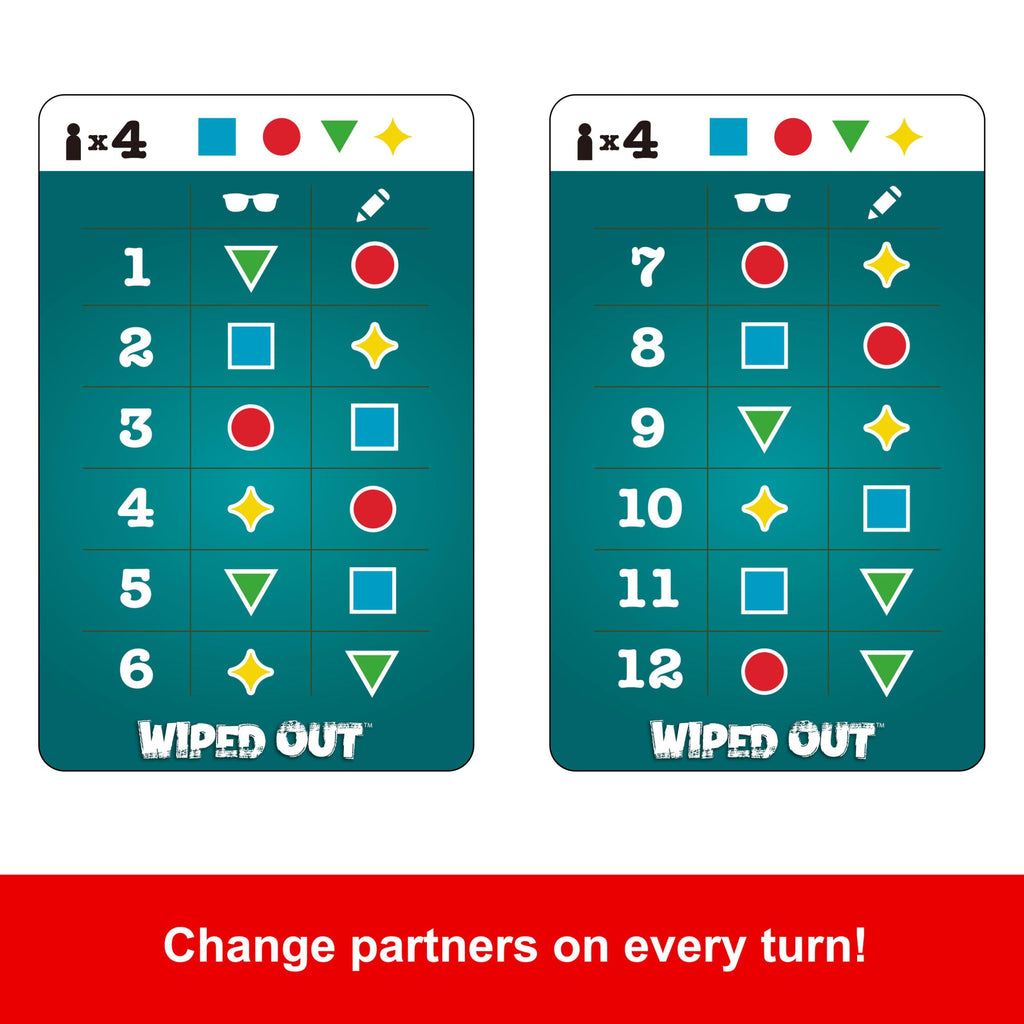 Wiped Out Party Game, Guessing Game For Families, Teens, Adults With Erasable Clues And Blackout Glasses For 3-6 Players