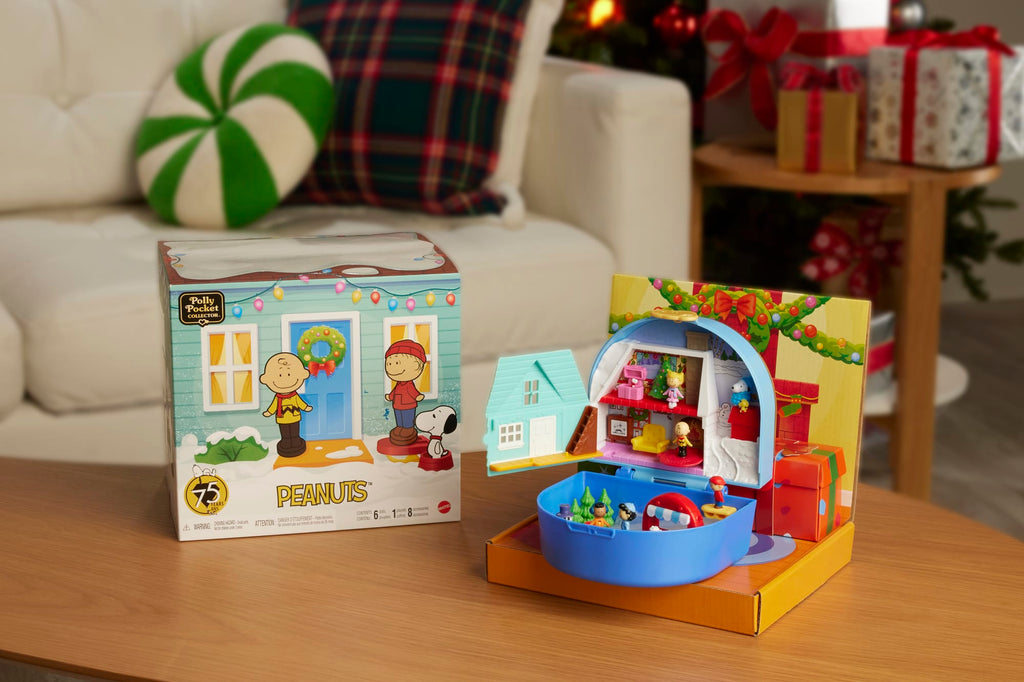 Polly Pocket Micro Dolls And Playset, Collector Peanuts Compact With 7 Accessories