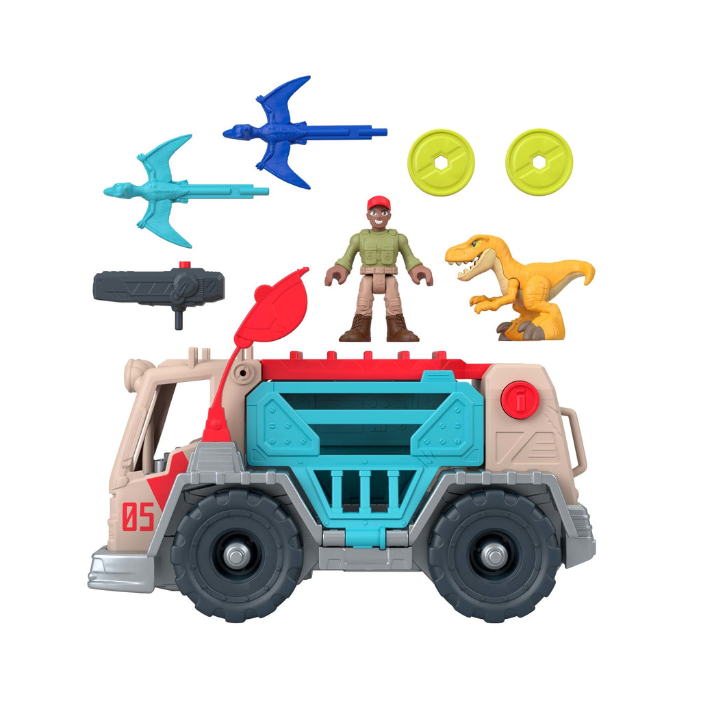 Imaginext Jurassic World Trek ‘n Transform Toy Vehicle Play Set With Dinosaur, Figure & Projectile
