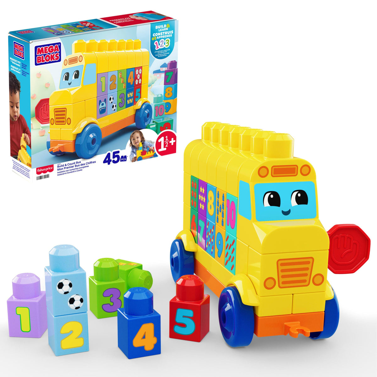MEGA BLOKS Juguete de Construcción Autobús de Números Arma y Cuenta